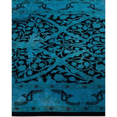 Fine Vibrance, One-of-a-Kind Hand-Knotted Runner Rug - Black, 2' 6" x 9' 10" - 2' 6" x 9' 10"