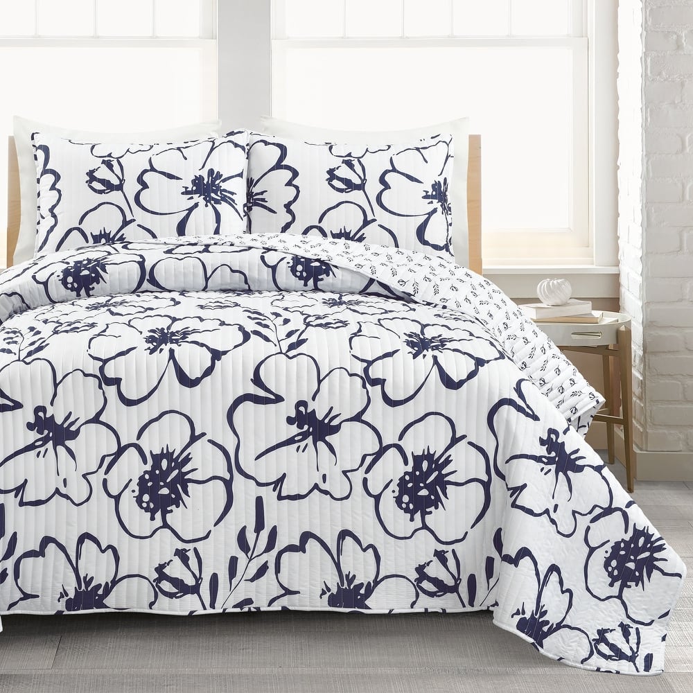 Lush Decor Scandinavian Floral 3 Piece Quilt Set