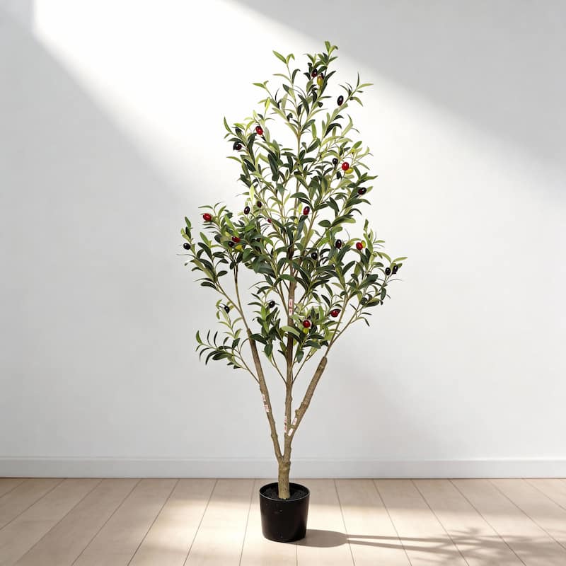 5" Artificial Olive Tree in Black Plastic Pot, 1pc/set