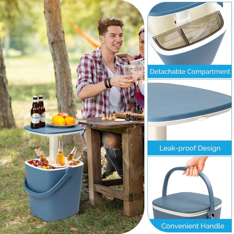 4 Gallon Cooler Table Portable Side Table With Handle Outdoor - 13.39"D x 14.57"W x 22.83"H