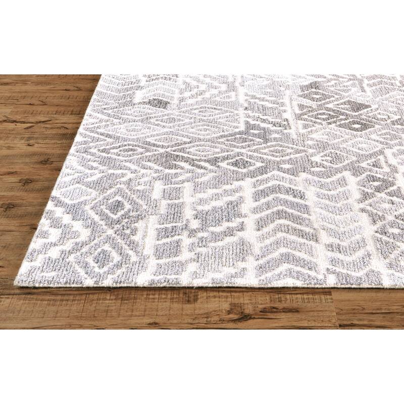Palatez Lustrous Distressed Wool Rug, Vapor Gray/White, Accent Rug