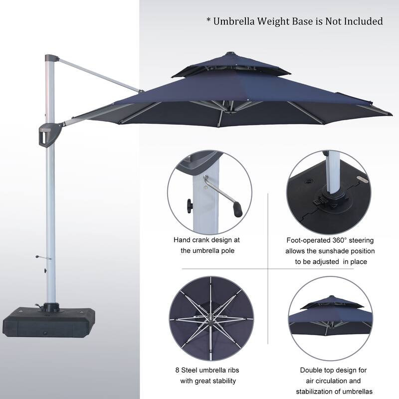 Clihome 11ft Patio Cantilever Octagonal Outdoor Umbrella With Umbrella Cover