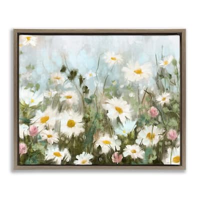 Stupell Daisy Field Painting Framed Floater Canvas Wall Art Design by Nina Blue