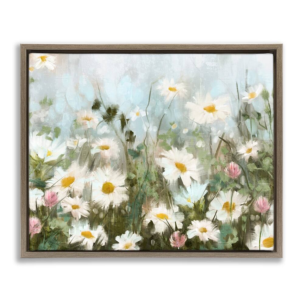 Stupell Daisy Field Painting Framed Floater Canvas Wall Art Design by Nina Blue