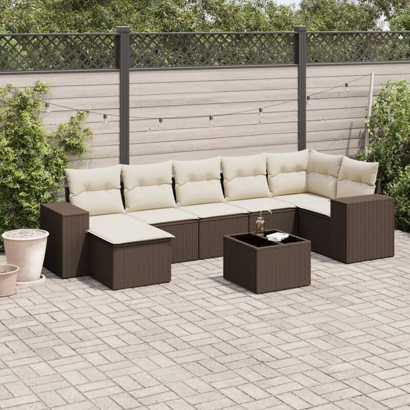 vidaXL Garden Sofa Set - Brown and cream With table
