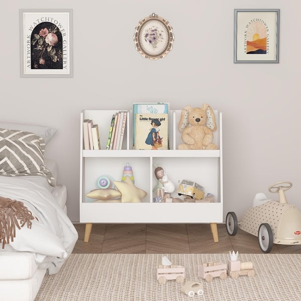 slide 2 of 9, Kids Bookshelf and Toy Organizer White