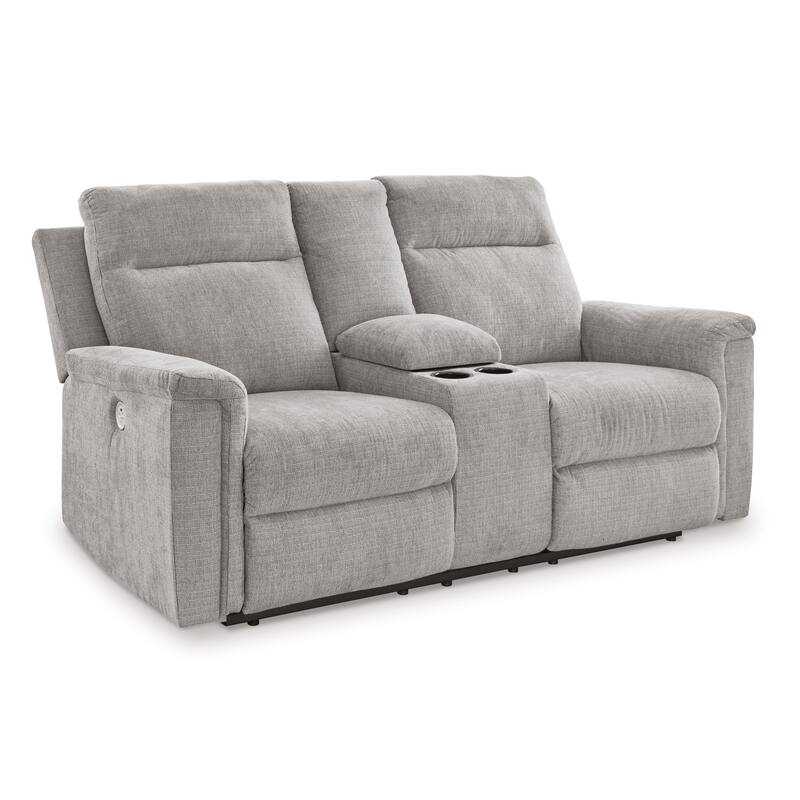Jinu Power Recliner Loveseat, Gray Polyester Micro Chenille, 75 Inch