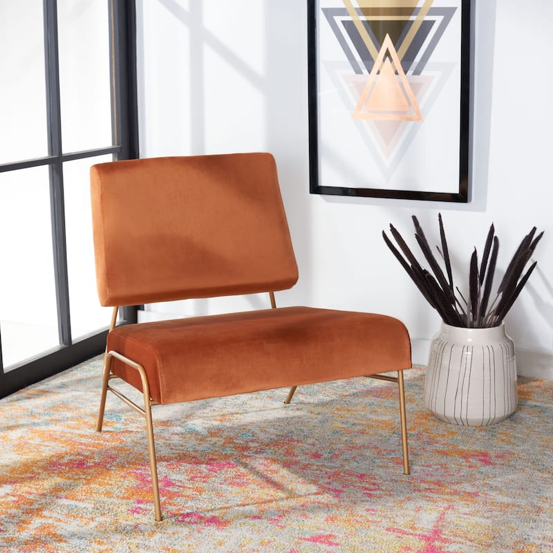SAFAVIEH Riekie Glam Velvet Accent Chair - 26.6" W x 30" L x 30" H - 27Wx30Dx30H