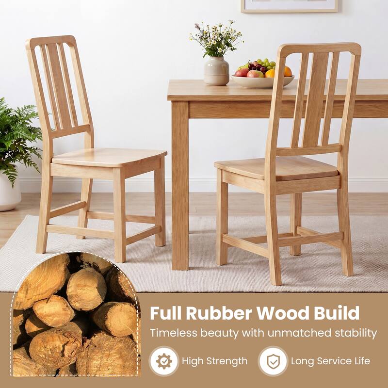 Gymax Dining Chairs Set of 4 Rubber Wood Dining Room Chairs w/