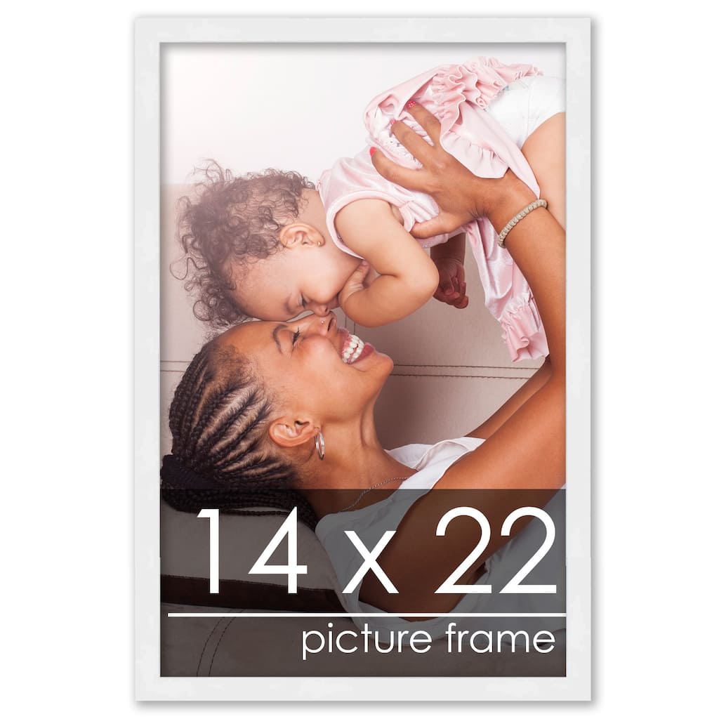 14x22 White Wood Picture Frame - UV Acrylic, Foam Board Backing, Hanging Hardware