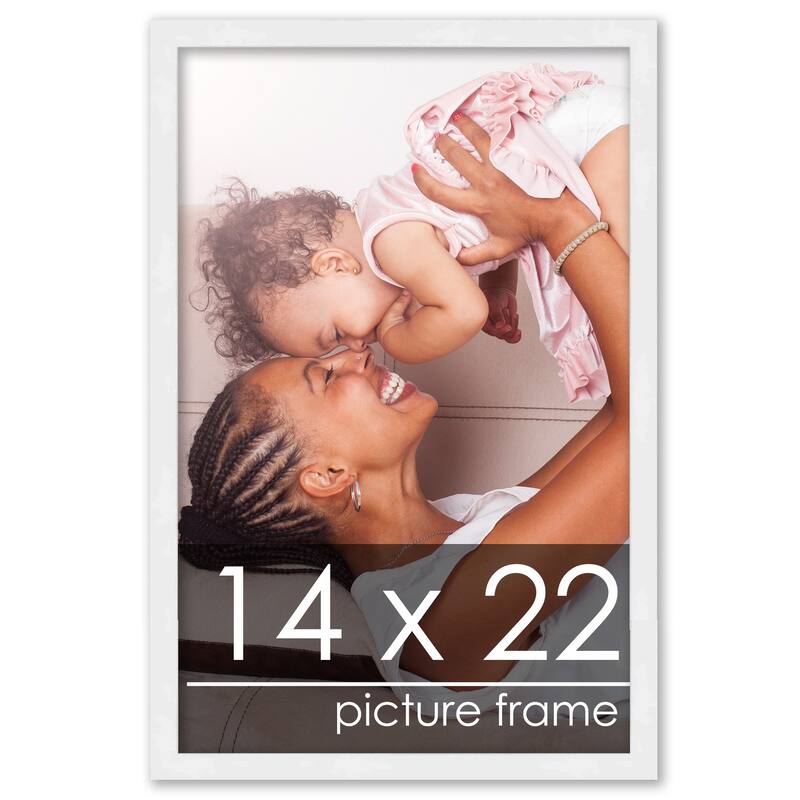 14x22 White Wood Picture Frame - UV Acrylic, Foam Board Backing, Hanging Hardware - Holds 14x22 Photo