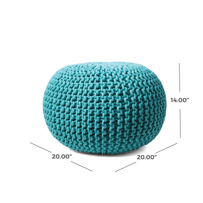 Nuloom Ling Round Knit Filled Ottoman Pouf