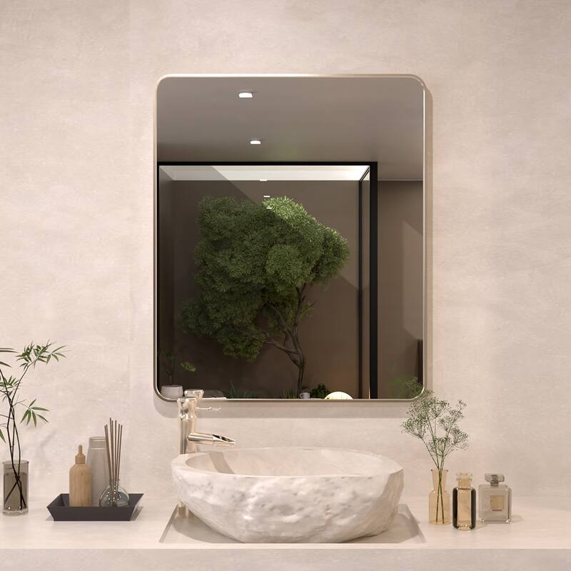 24/30/42/48/60 inch Rectangle Frameless Wall Mounted Bathroom Vanity Mirror - 30" x 36" - Brushed Nickel