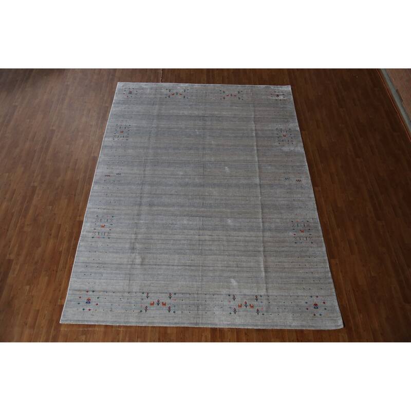 Hand Knotted Oriental 100% Wool Carpet Tribal Tribal Greys & Charcoal Gabbeh Area Rug - 12' 4'' X 9' 1''