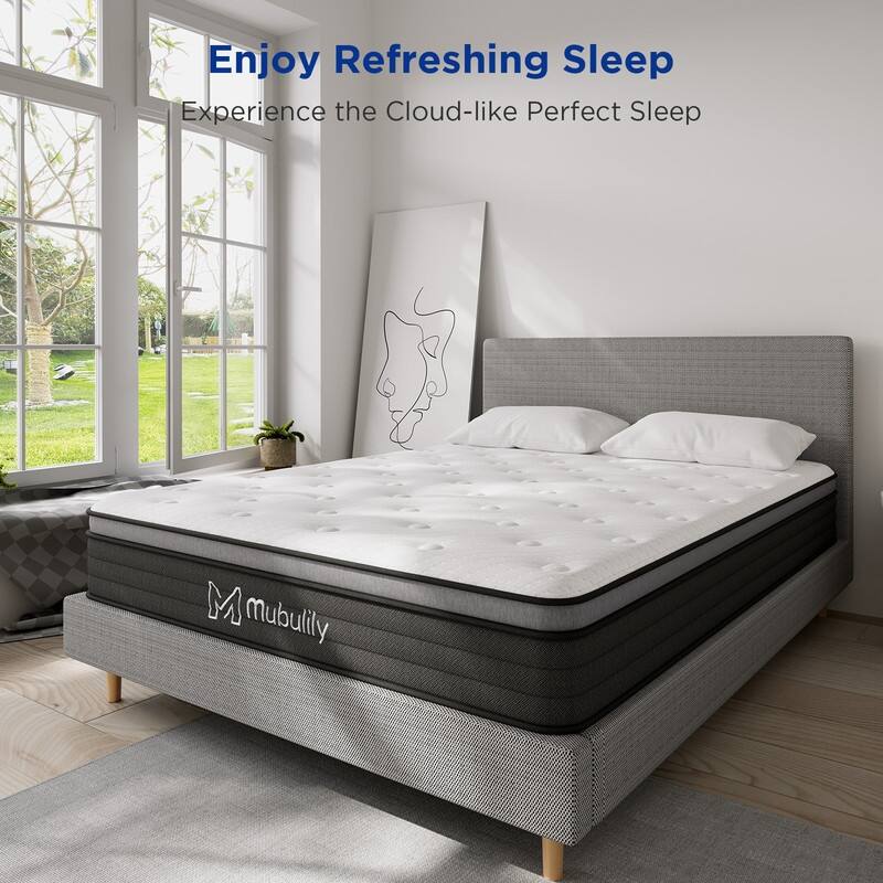 12 in Hybrid Mattress in a Box, Gel Memory Foam, Motion Isolating Individually Pocketed Coils, Medium Firm