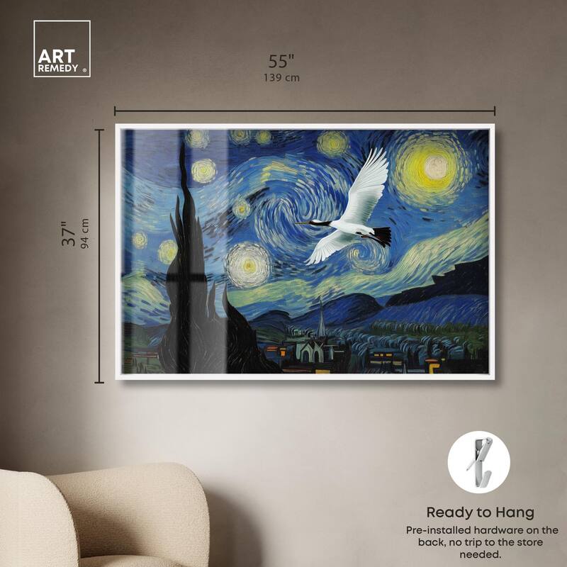 Crane Starry Night Shadowbox by Art Remedy