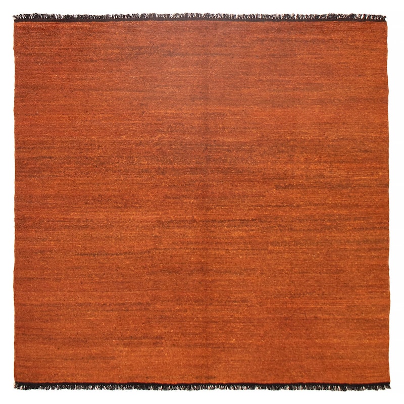 ECARPETGALLERY Flat-Weave Natural Burnt Orange Wool Tapestry Kilim - 6'6 x 6'4 - Burnt Orange - 6'6 x 6'4