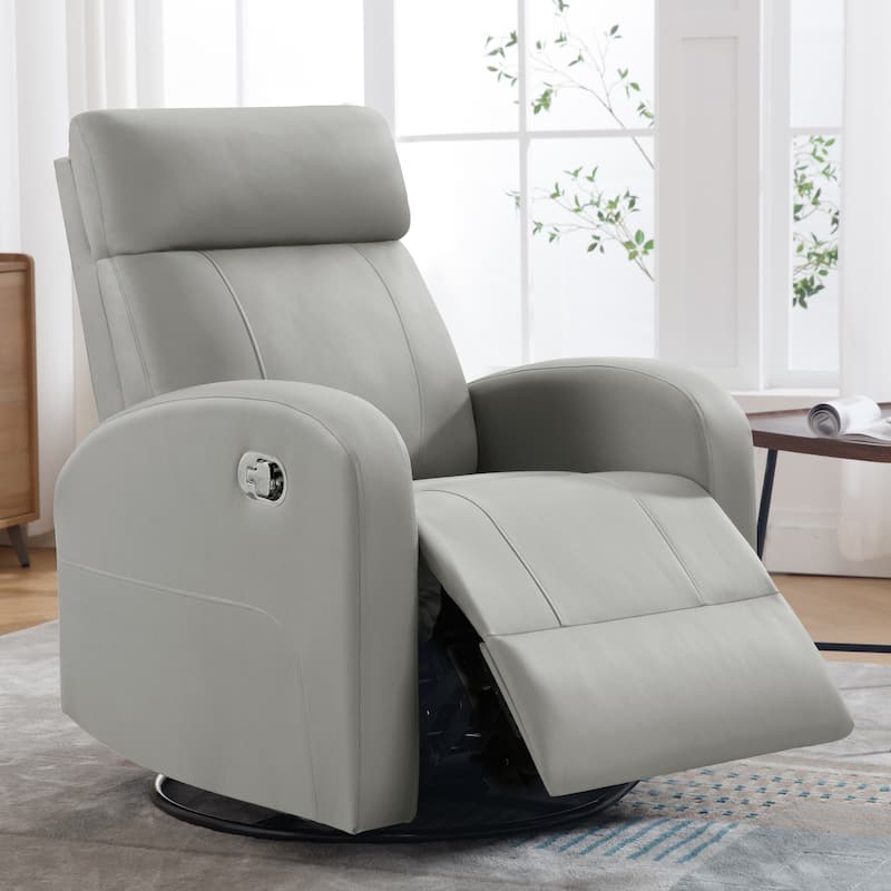 HOMYKA Modern Faux Leather Rocking Recliner with Swivel