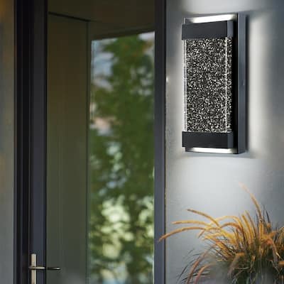 1 - Light Dimmable Black Corner Wall Light, Sparkly Rectangular Sconce, 4000K Neutral White
