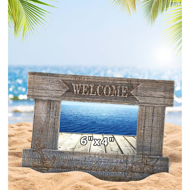 CoTa Global Driftwood Anchor 6×4 White Distressed Wood Photo Frame - 10.6 Inches