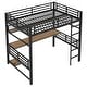 preview thumbnail 12 of 10, Metal Loft Bed Frame with Storage Shelf and LED Light,Iron mesh