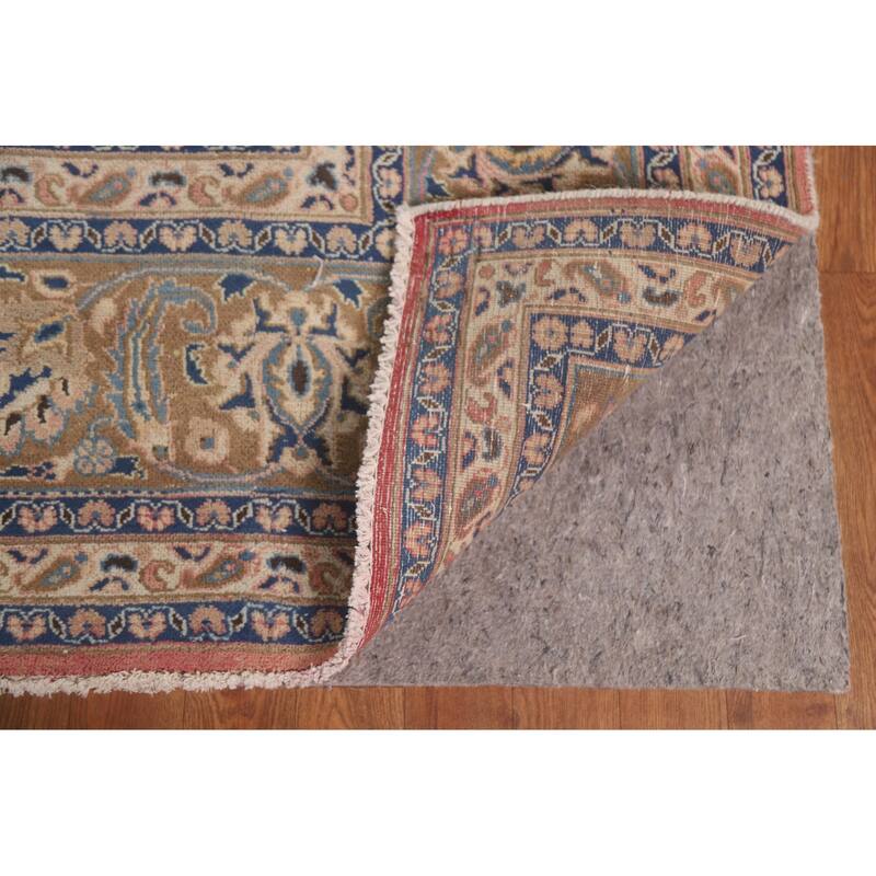 Hand Knotted Oriental 100% Wool Carpet Traditional Floral Pink Mashad Area Rug - 12' 5'' X 9' 4''
