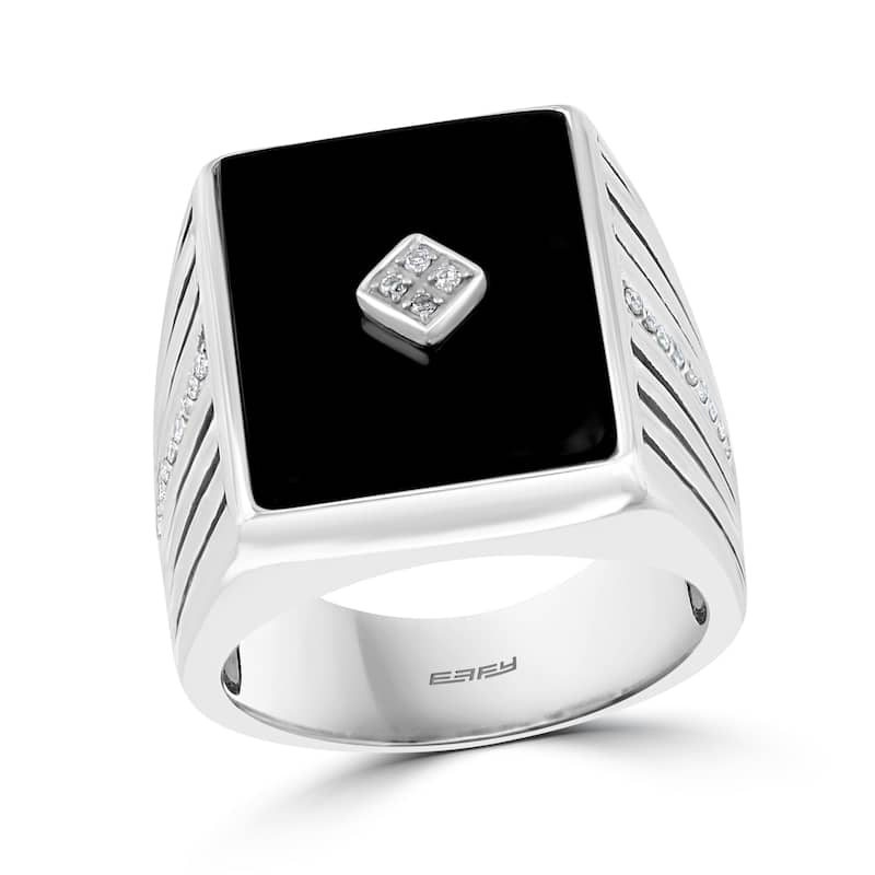 EFFY Men's 925 Sterling Silver Diamond and Onyx Ring - Black