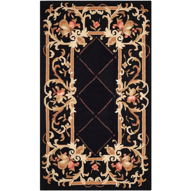 SAFAVIEH Handmade Chelsea Hasime French Country Wool Rug - 3'9" x 5'9" - Black