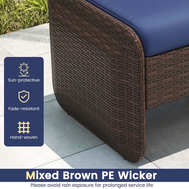 Patiojoy 2 Pieces Outdoor Patio PE Wicker Ottomans with Removable - See Details