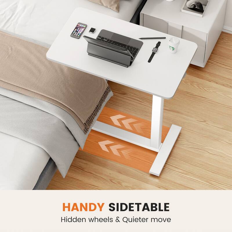 White Height Adjustable Small Standing Desk Rolling Laptop Desk