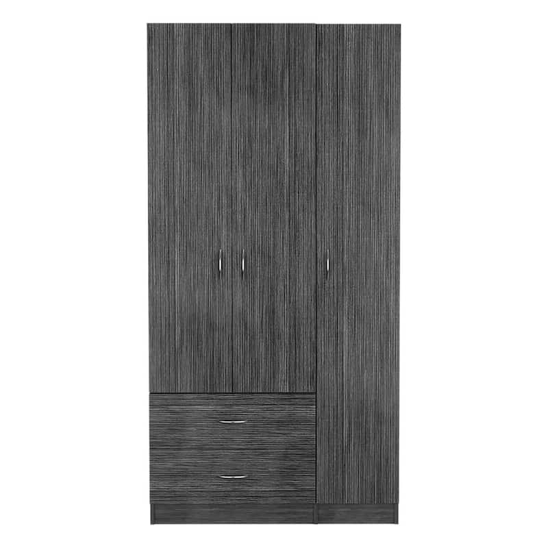 Three Door Armoire,Storage Cabinet with Drawers for Bedroom