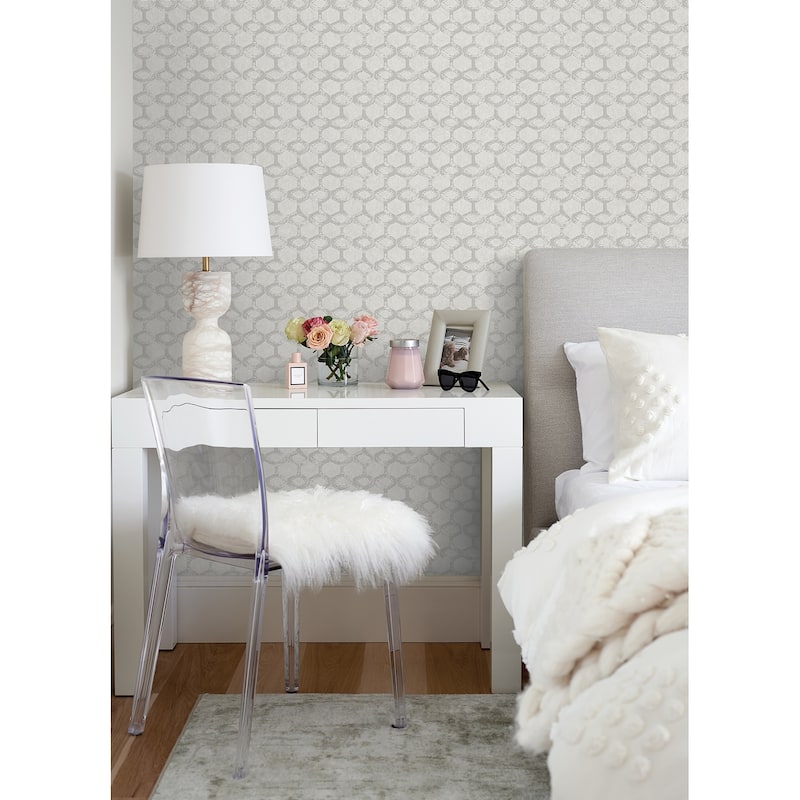 A-Street Prints Besi Silver Tiled Wallpaper
