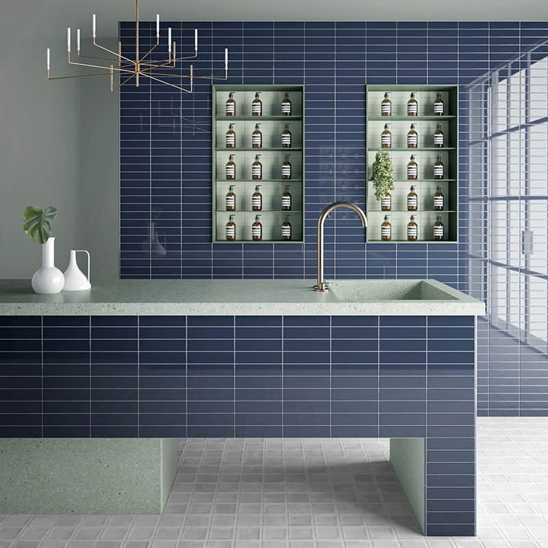 Apollo tile 2" x 8" Arte Glossy Blue Ceramic Tile (5.38 sq ft/case) - 50 Pack