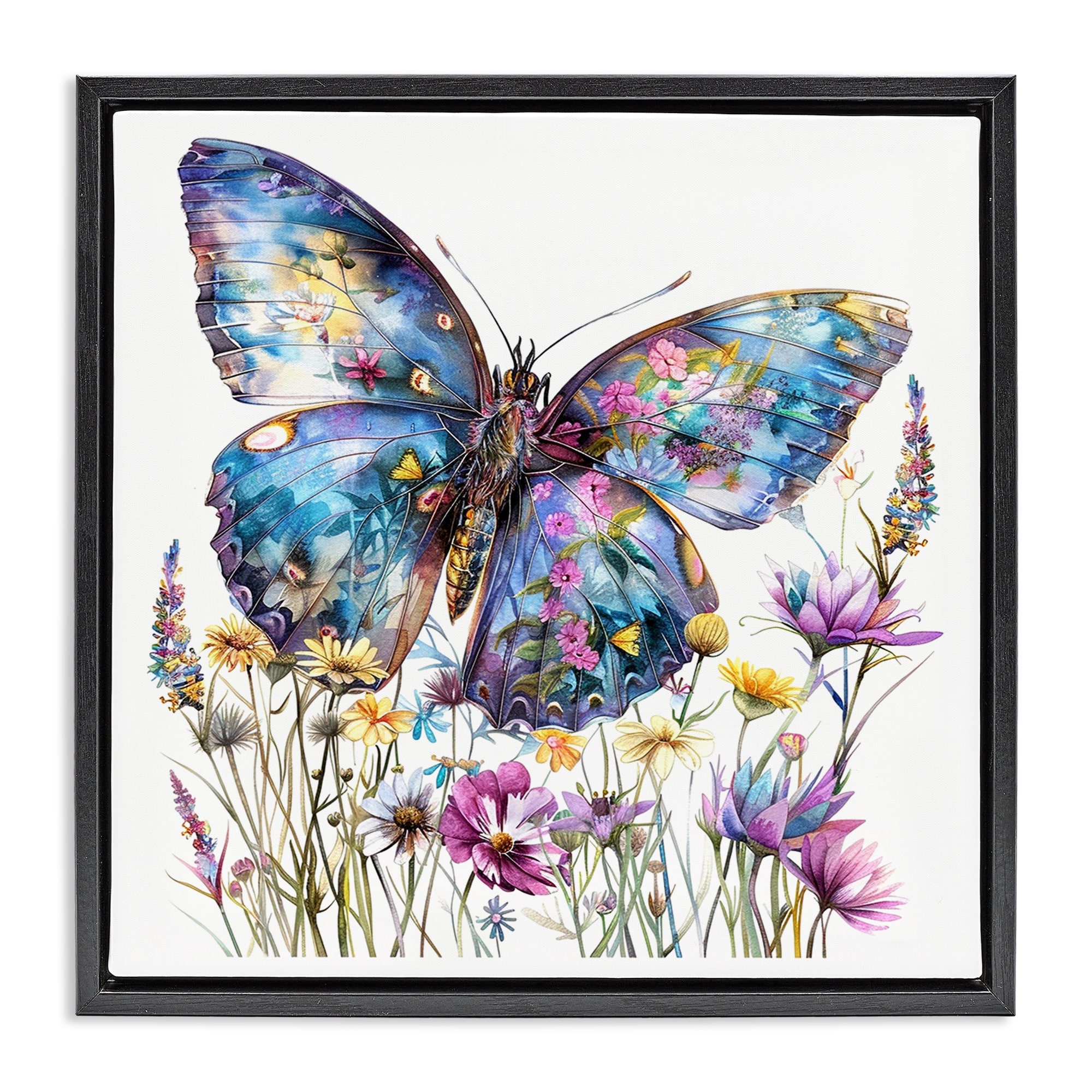 Stupell Spring Garden Butterfly Framed Floater Canvas Wall Art Design By LSR Design Studio