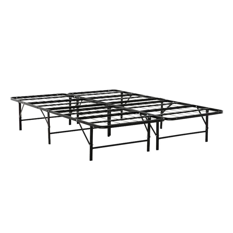 Full Size Solid Metal Bed Frame with Sturdy Mattress Support and Under-Bed Storage, Black