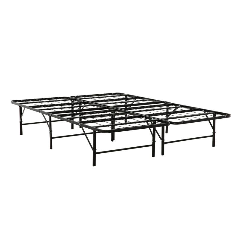 Queen Size Metal Open Frame with 14" Underbed Storage - Black