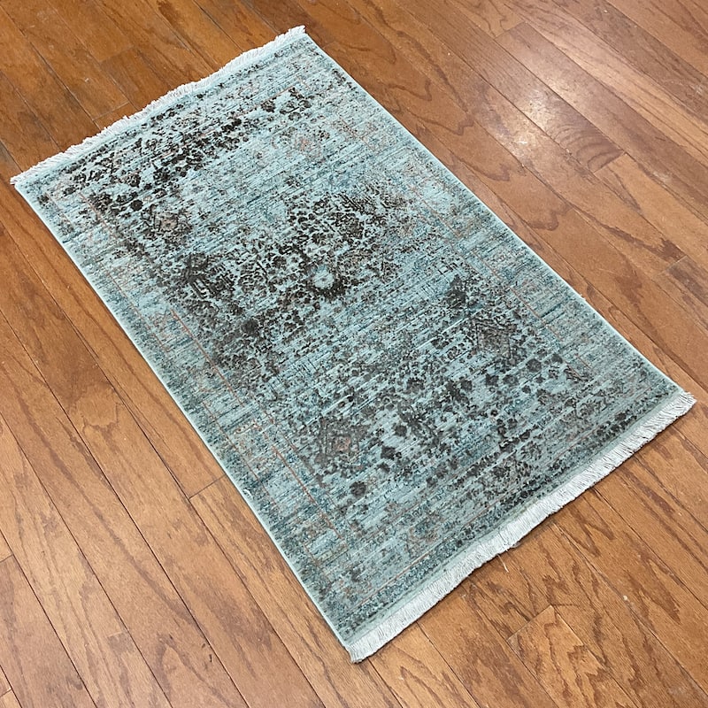 HERAT ORIENTAL Turkish Modern Erased Design Wool & Silk Rug - 2' x 2'11"