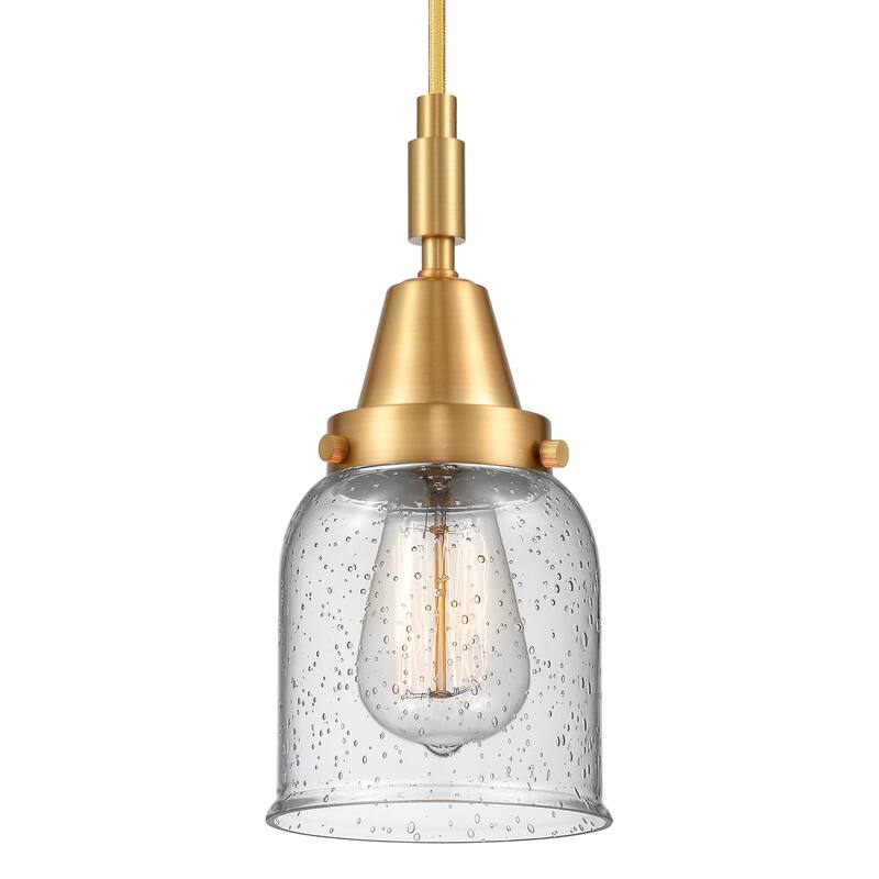 Innovations Lighting 447-1P-G54 Bell 5" Wide Mini Pendant with Clear, - Satin Gold