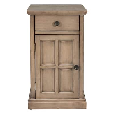 Classic Vintage Livingroom End Table with USB Ports and One Multifunctional Drawer - 14'' D x 24.3" W x 23" H
