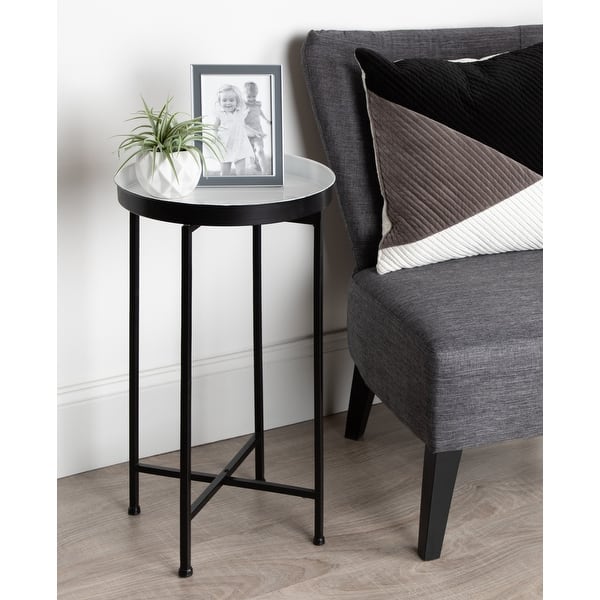 Kate and Laurel Celia Round Metal Tray/ Foldable Accent Table
