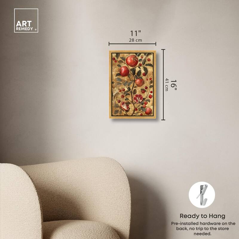 Golden Pomegranate Canvas by Art Remedy