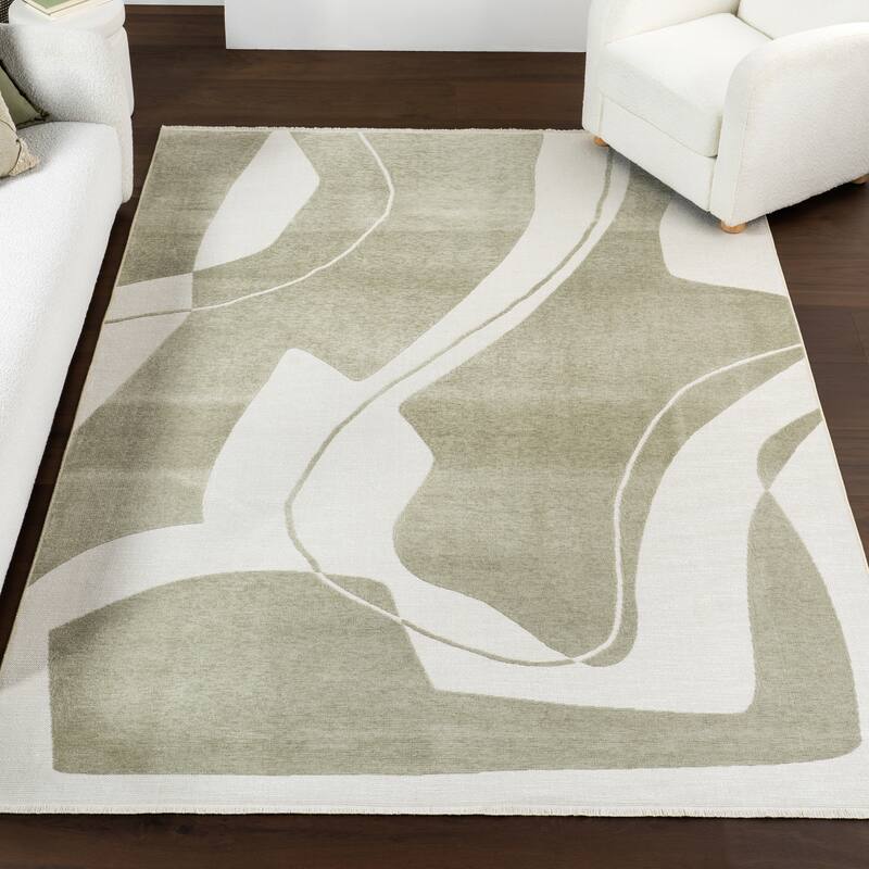 Nuloom Sevyn SuperiorWash Abstract Reversible Area Rug - 4' x 6' - Green