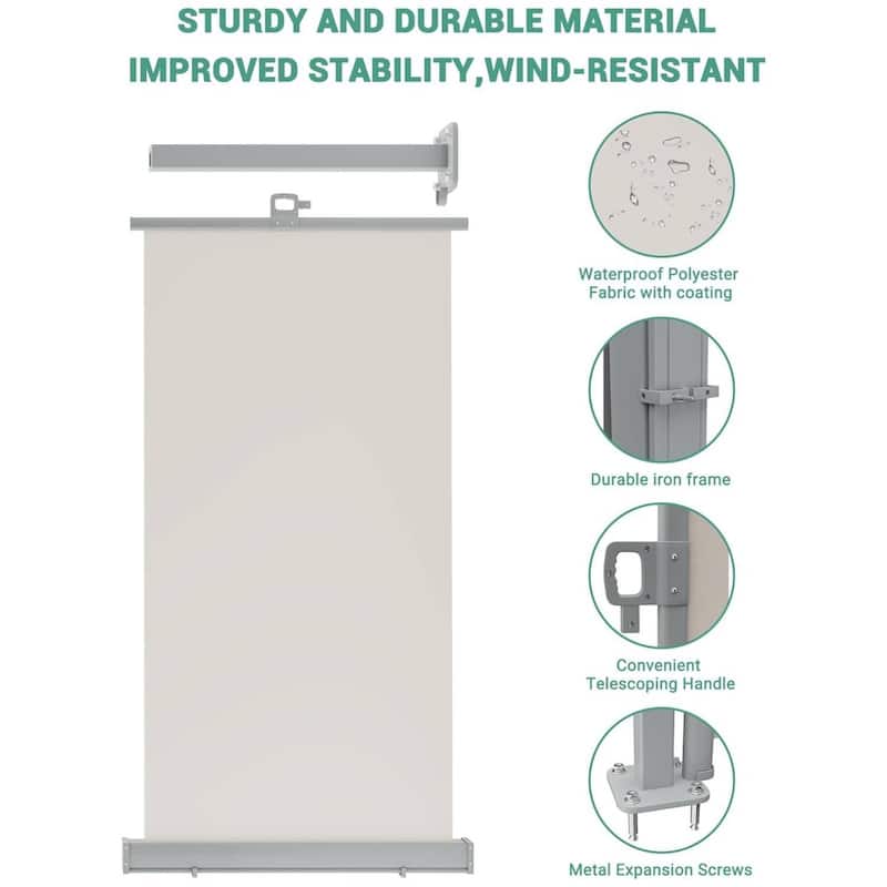 71 in x138 in Retractable Side Awning, Privacy Screen Protection Awning for Patio, Balcony and Pools - N/A