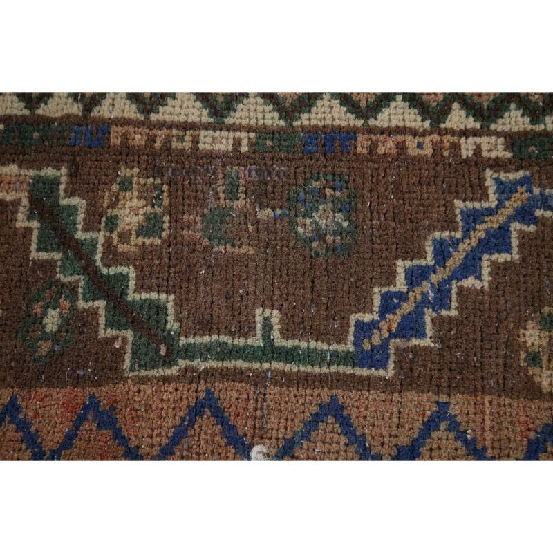 Geometric Orange Bakhtiari Persian Vintage Rug Hand-Knotted Wool Carpet - 4'9" x 9'10"