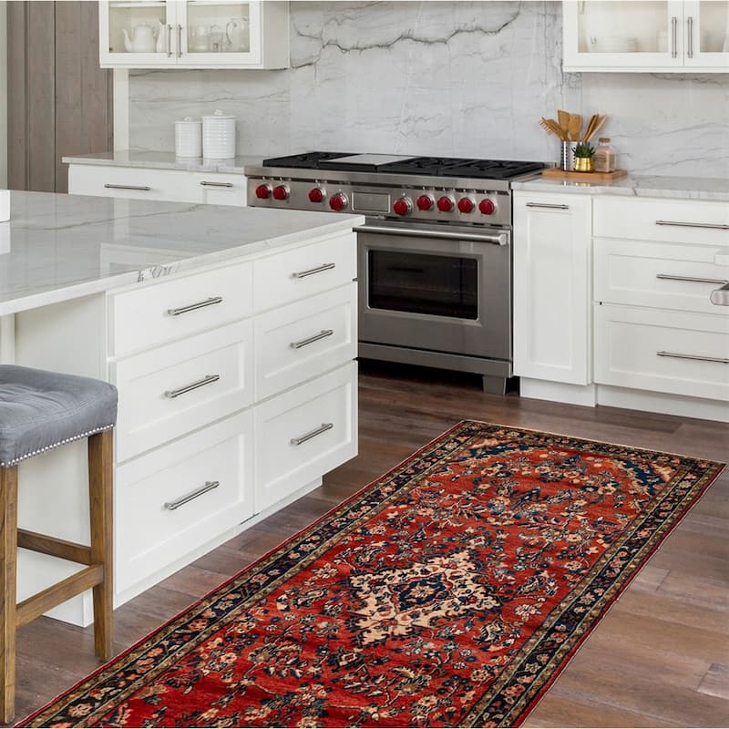 ECARPETGALLERY Hand-knotted Andelz Red Wool Rug - 3'5 x 9'4