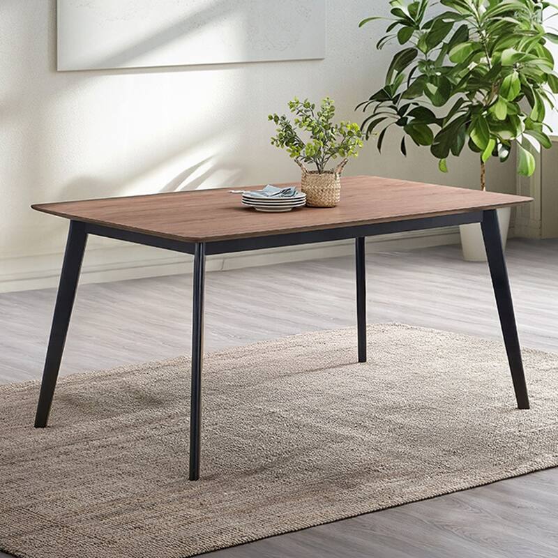 Rectangular Wooden Dining Table in Walnut and Black Finish - Walnut/Black