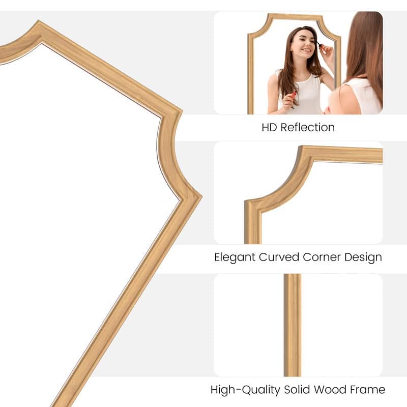 Full Scalloped Corners Arch Farmhouse Wall Mirror with Wood Frame