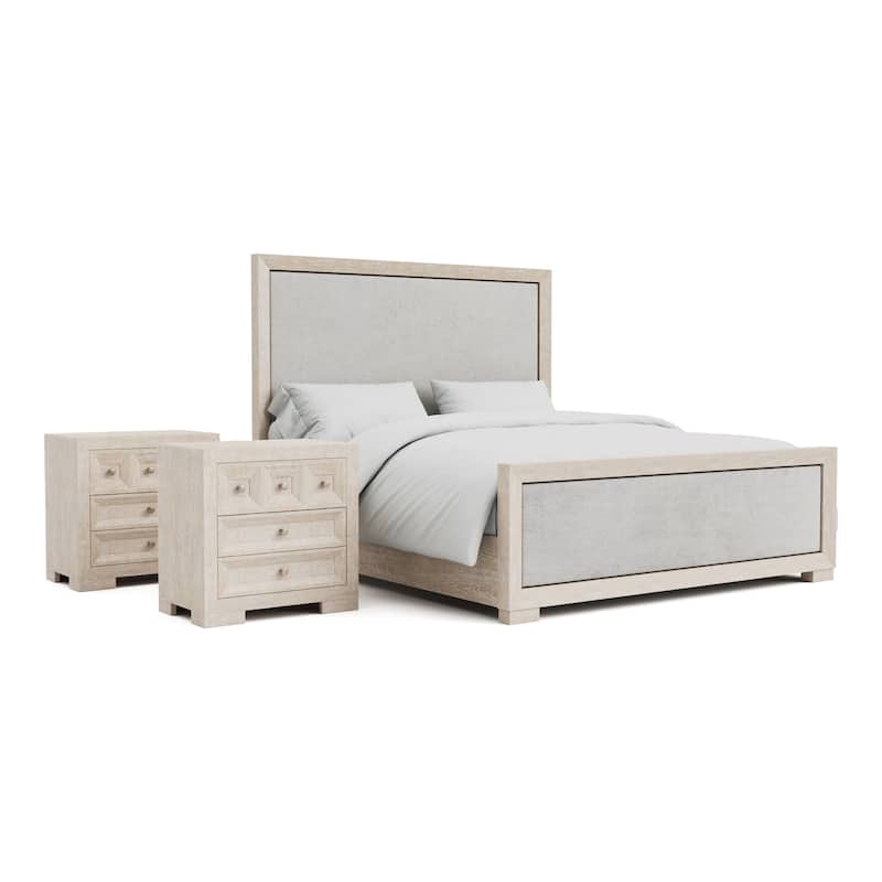 Furniture of America Durem II Modern Classic 3-Piece Solid Wood Panel Bedroom Set with 3-Drawer Nightstand