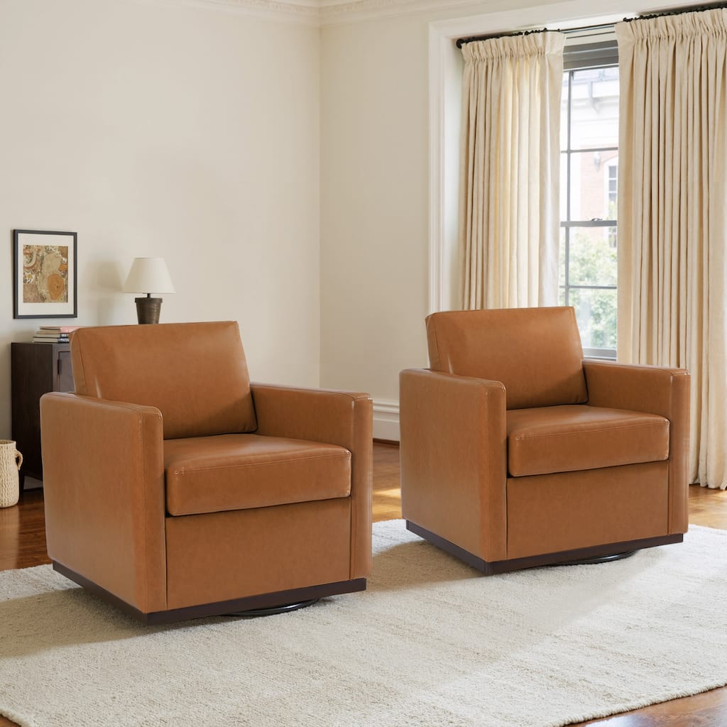 Modern Upholstered Swivel Accent Armchair Set of 2