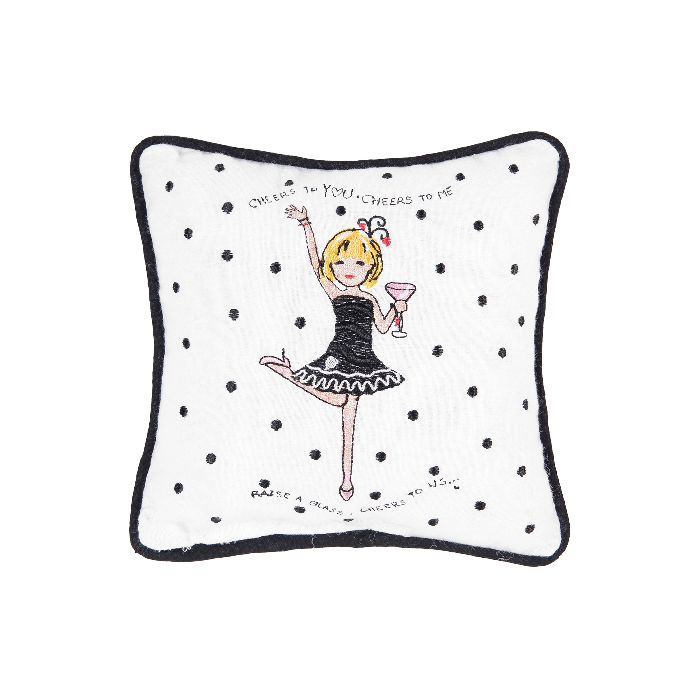 Cheers To Everything Embroidered Petite Throw Pillow